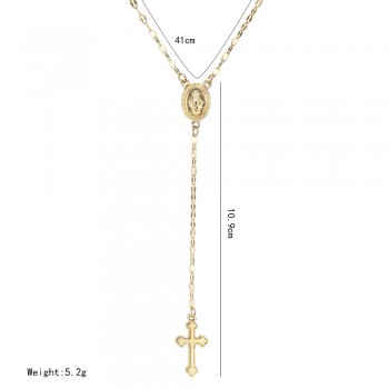 Fashion Rosary Necklace Long Cross Necklace Coustume Jewelry On The Neck Choker Necklace Women Collier Femme