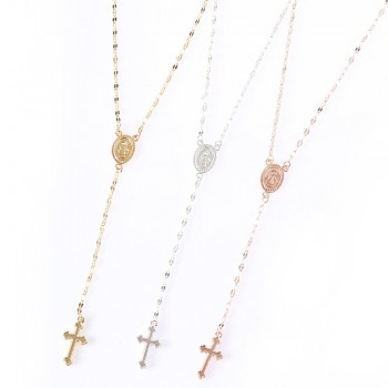 Fashion Rosary Necklace Long Cross Necklace Coustume Jewelry On The Neck Choker Necklace Women Collier Femme