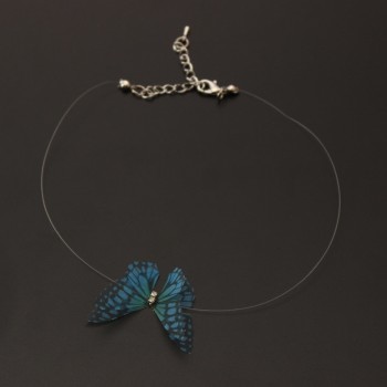 Transparent Invisible Fishing Line Chain Choker Necklace Women Multicolor Butterfly Pendant Necklaces Charm Collana Jewelry