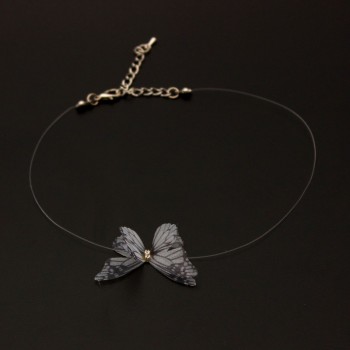 Transparent Invisible Fishing Line Chain Choker Necklace Women Multicolor Butterfly Pendant Necklaces Charm Collana Jewelry