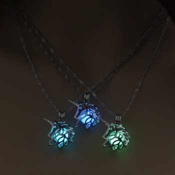 NEW Metal Unicorn Necklace For Woman Hollow Animal Horse Pendant Necklace Christmas Luminous Jewelry Glow in the Dark Wholesale