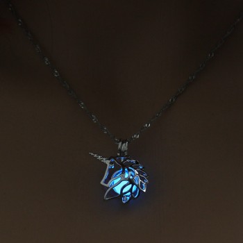 NEW Metal Unicorn Necklace For Woman Hollow Animal Horse Pendant Necklace Christmas Luminous Jewelry Glow in the Dark Wholesale