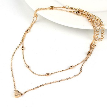 Fashion Multi-layer Beads Chain Club Casual Nacklace etc Chain Link Pendant Party Heart Street Alloy Choker Gift Necklace  Women