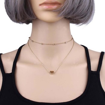 Fashion Multi-layer Beads Chain Club Casual Nacklace etc Chain Link Pendant Party Heart Street Alloy Choker Gift Necklace  Women