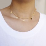Fashion Jewerly Women Gold Silver 7 Stars Choker Necklace Pendant On Neck Hot Selling  Bead Collier Femme