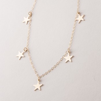 Fashion Jewerly Women Gold Silver 7 Stars Choker Necklace Pendant On Neck Hot Selling  Bead Collier Femme