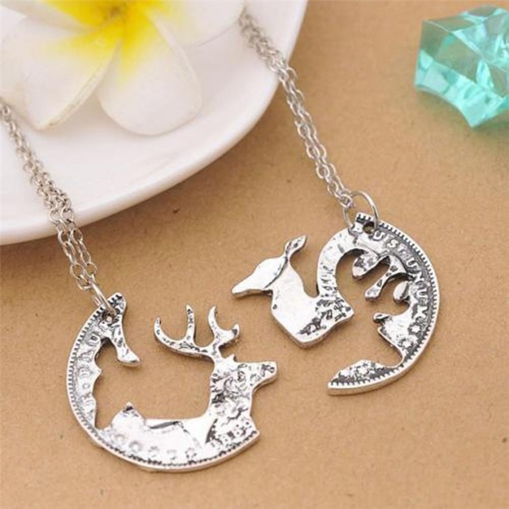 Stylish Jewelry Couple merge Gift Fashion Vintage Antique Elk Deer Long Maxi Necklaces amp; Pendant Statement men Women love Gift
