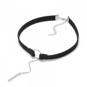 90S Punk New Fashion 4 Colors Leather Choker Necklace Gold Color Geometry With Round Pendant Collar Necklace For Women Girls