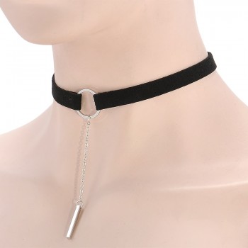 90S Punk New Fashion 4 Colors Leather Choker Necklace Gold Color Geometry With Round Pendant Collar Necklace For Women Girls