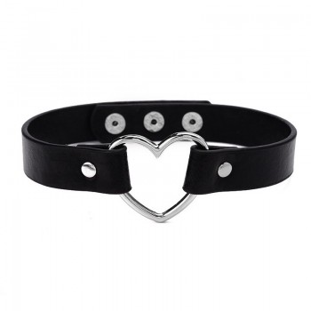 Lady Handmade PU Choker O Round Metal Leather Collar Bondage Harness Necklace Fashion Jewelry Gift CX17