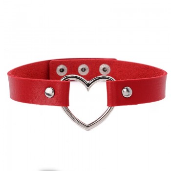 Lady Handmade PU Choker O Round Metal Leather Collar Bondage Harness Necklace Fashion Jewelry Gift CX17