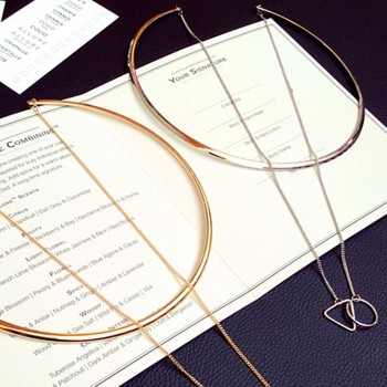 Fashion Women Gold Big Circle Choker Necklace Chain Enamel Triangle Torques Necklaces Pendants Wholesale