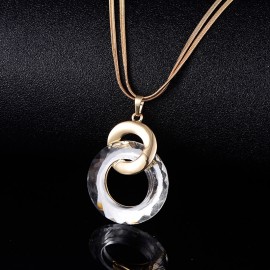 2 Round Circle Pendants Crystal Long Snake Chain Necklaces For Women Gold Silver Color Women Costume Jewelry Party Gifts XL07449