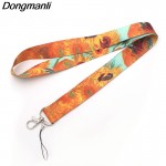 M1437 Dongmanli Van Goghs Oil Painting Sunflower Lanyard Badge ID Lanyards/ Mobile Phone Rope/ Key Lanyard Neck Straps