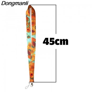 M1437 Dongmanli Van Goghs Oil Painting Sunflower Lanyard Badge ID Lanyards/ Mobile Phone Rope/ Key Lanyard Neck Straps