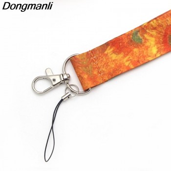 M1437 Dongmanli Van Goghs Oil Painting Sunflower Lanyard Badge ID Lanyards/ Mobile Phone Rope/ Key Lanyard Neck Straps