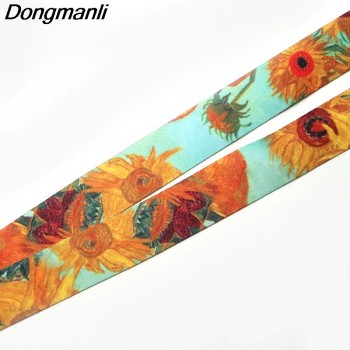 M1437 Dongmanli Van Goghs Oil Painting Sunflower Lanyard Badge ID Lanyards/ Mobile Phone Rope/ Key Lanyard Neck Straps