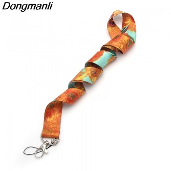 M1437 Dongmanli Van Goghs Oil Painting Sunflower Lanyard Badge ID Lanyards/ Mobile Phone Rope/ Key Lanyard Neck Straps