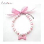DIY jewelry wholesale cheap 4 colours Dog Cat Pearls Necklace Collar Lovely Bone Charm Pendant Pet Puppy Jewelry