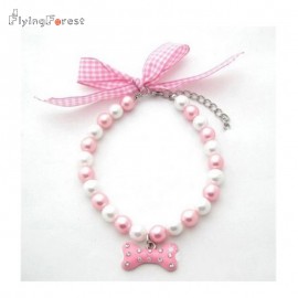 DIY jewelry wholesale cheap 4 colours Dog Cat Pearls Necklace Collar Lovely Bone Charm Pendant Pet Puppy Jewelry