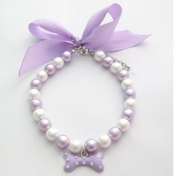 DIY jewelry wholesale cheap 4 colours Dog Cat Pearls Necklace Collar Lovely Bone Charm Pendant Pet Puppy Jewelry