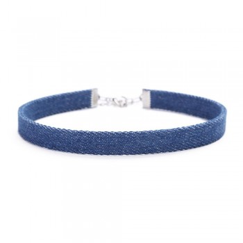HOT brand women girl necklace Denim neck chain personality punk choker flannel Collar necklace for party 10L#18092515