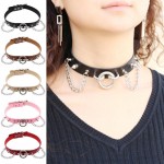 Womens Man Sexy exaggerated chain Rivet Pin buckle O Fetish PU Leather Collar,BDSM Bondage Necklace Neckband,Sex Toys For Couple