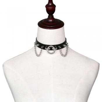 Womens Man Sexy exaggerated chain Rivet Pin buckle O Fetish PU Leather Collar,BDSM Bondage Necklace Neckband,Sex Toys For Couple