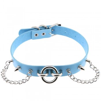 Womens Man Sexy exaggerated chain Rivet Pin buckle O Fetish PU Leather Collar,BDSM Bondage Necklace Neckband,Sex Toys For Couple