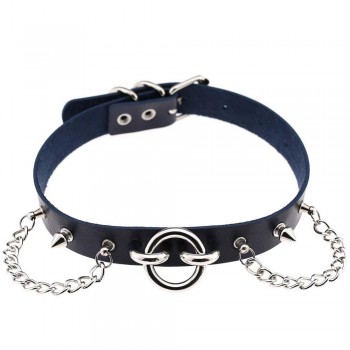 Womens Man Sexy exaggerated chain Rivet Pin buckle O Fetish PU Leather Collar,BDSM Bondage Necklace Neckband,Sex Toys For Couple