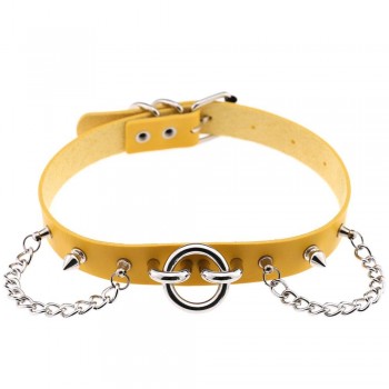 Womens Man Sexy exaggerated chain Rivet Pin buckle O Fetish PU Leather Collar,BDSM Bondage Necklace Neckband,Sex Toys For Couple