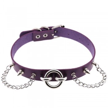 Womens Man Sexy exaggerated chain Rivet Pin buckle O Fetish PU Leather Collar,BDSM Bondage Necklace Neckband,Sex Toys For Couple