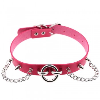 Womens Man Sexy exaggerated chain Rivet Pin buckle O Fetish PU Leather Collar,BDSM Bondage Necklace Neckband,Sex Toys For Couple