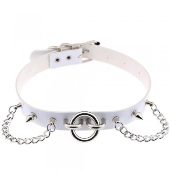 Womens Man Sexy exaggerated chain Rivet Pin buckle O Fetish PU Leather Collar,BDSM Bondage Necklace Neckband,Sex Toys For Couple