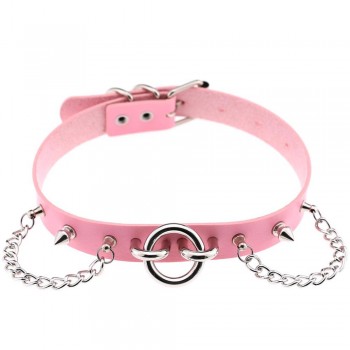 Womens Man Sexy exaggerated chain Rivet Pin buckle O Fetish PU Leather Collar,BDSM Bondage Necklace Neckband,Sex Toys For Couple
