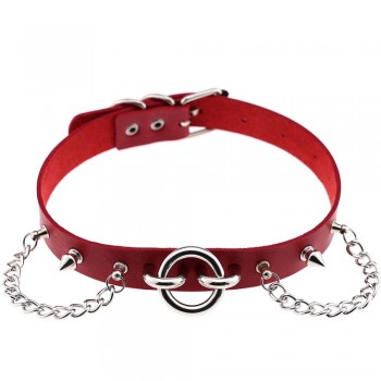 Womens Man Sexy exaggerated chain Rivet Pin buckle O Fetish PU Leather Collar,BDSM Bondage Necklace Neckband,Sex Toys For Couple