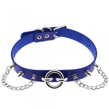 Womens Man Sexy exaggerated chain Rivet Pin buckle O Fetish PU Leather Collar,BDSM Bondage Necklace Neckband,Sex Toys For Couple