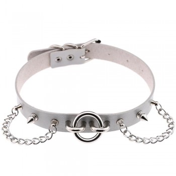 Womens Man Sexy exaggerated chain Rivet Pin buckle O Fetish PU Leather Collar,BDSM Bondage Necklace Neckband,Sex Toys For Couple