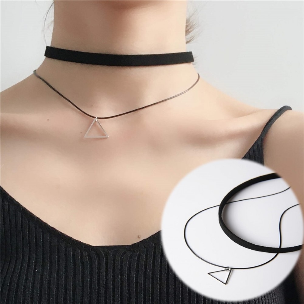 M MISM Kroean Style Minimalist Necklace For Woman Girls Statement Triangle Multilayer Chokers Fashion Jewelry Holiday Necklace