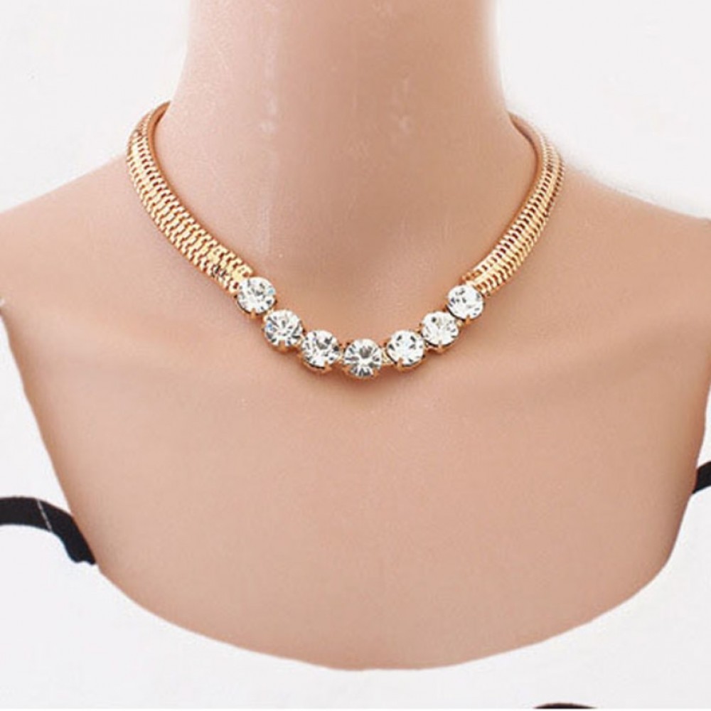 Creative Necklace Women Girl Jewelry Gold Street Snap Lady Shiny Rhinestones Necklace Accessories Sexy Chain drop shipping