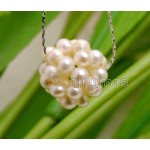 Big 18-20mm White 4-5mm Natural Pearl handwork Weaving Round Ball Pendant with Silver plated chain 17 Necklace-nec6193