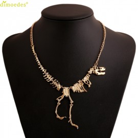 Diomedes Newest Necklace Women Steampunk Goth Alloy Dinosaur Skeleton Dead Tyrannosaurus T-Rex Charm Necklace Sexy Chain