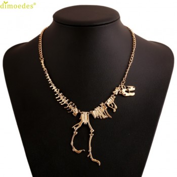 Diomedes Newest Necklace Women Steampunk Goth Alloy Dinosaur Skeleton Dead Tyrannosaurus T-Rex Charm Necklace Sexy Chain