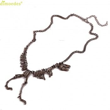 Diomedes Newest Necklace Women Steampunk Goth Alloy Dinosaur Skeleton Dead Tyrannosaurus T-Rex Charm Necklace Sexy Chain