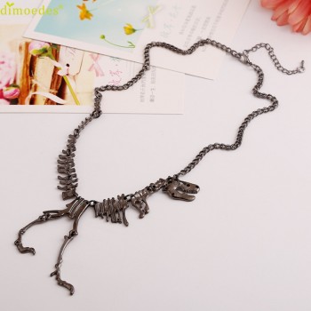 Diomedes Newest Necklace Women Steampunk Goth Alloy Dinosaur Skeleton Dead Tyrannosaurus T-Rex Charm Necklace Sexy Chain