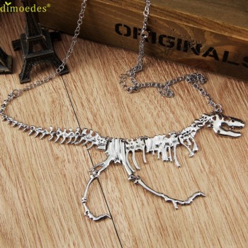 Diomedes Newest Necklace Women Steampunk Goth Alloy Dinosaur Skeleton Dead Tyrannosaurus T-Rex Charm Necklace Sexy Chain