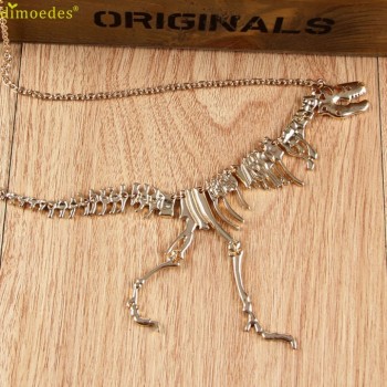 Diomedes Newest Necklace Women Steampunk Goth Alloy Dinosaur Skeleton Dead Tyrannosaurus T-Rex Charm Necklace Sexy Chain