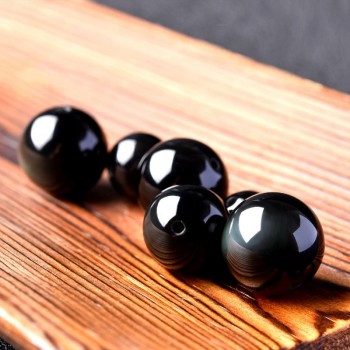 Black Obsidian Rainbow Eye Ball Natural Stone Pendant Necklace Transfer Lucky Love Crystal Power Jewelry For Women Men 18mm Bead