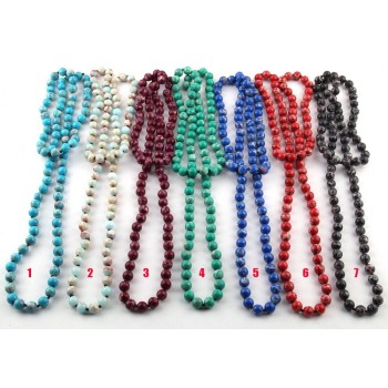 Free Shipping Fashion The Emperor Bead Semi Precious Stones long Knotted Necklace