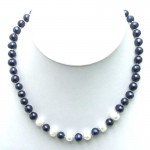 SALE 6-7mm Black Natural Freshwater Pearl with 6 pieces White PEARL 17 Necklace -5901 Wholesale/retail Free shipping